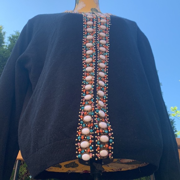 Vintage, Black long sleeve cardigan with beaded design - Picture 11 of 17